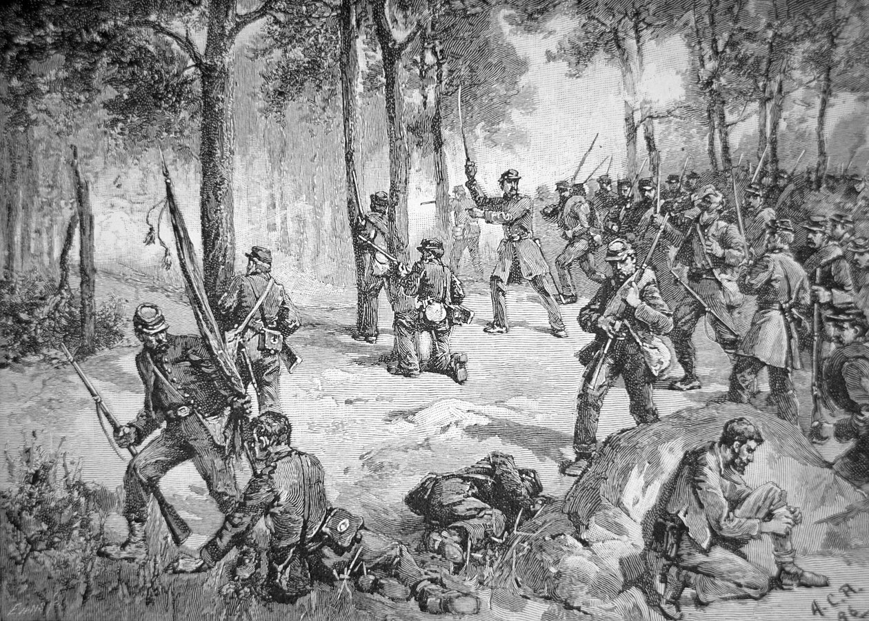Atak konfederatów w bitwie pod Gettysburgiem autorstwa American School