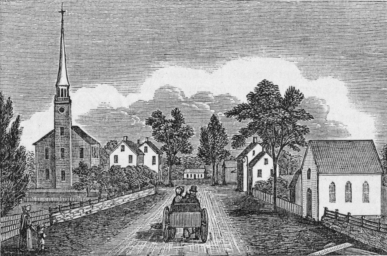 Kościoły kongregacyjne i episkopalne, East Haven, z „Zbiorów historycznych Connecticut”, John Warner Barber, 1856 autorstwa American School