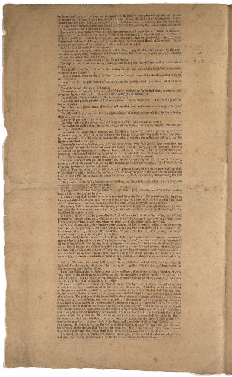Konstytucja, pierwszy druk, wydrukowana przez Dunlap & Claypoole, 17-19 września 1787 (patrz także GLC 695933, GLC 695935 i GLC 695936) autorstwa American School