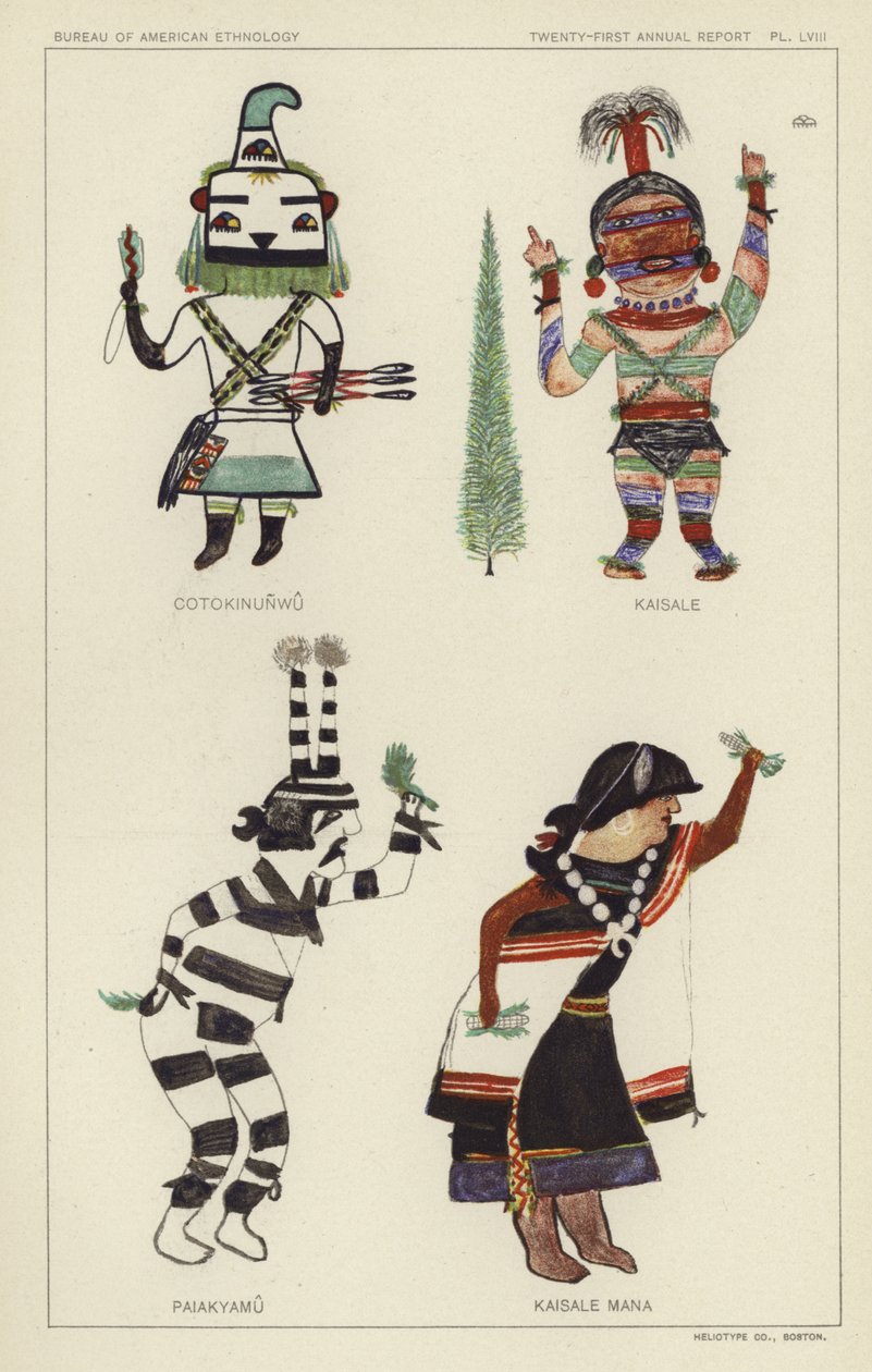 Cotokinunwu, Kaisale, Paiakyamu, Kaisale Mana (litografia kolorowa) autorstwa American School
