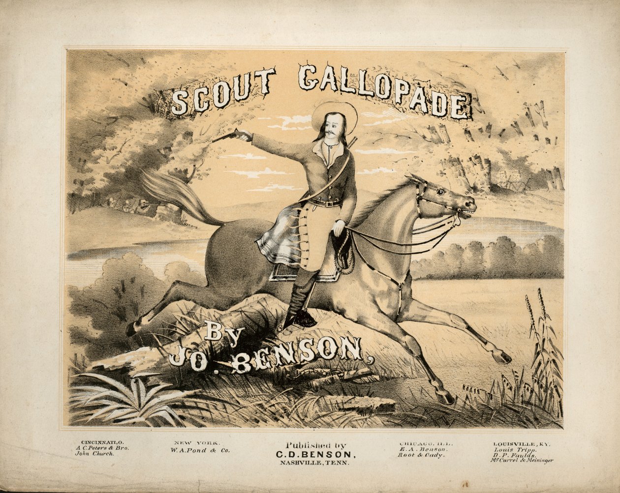 Okładka karty wyników dla Scout Gallopade, autorstwa Jo. Benson, wyd. C.D. Benson, Nashville, Tennessee autorstwa American School