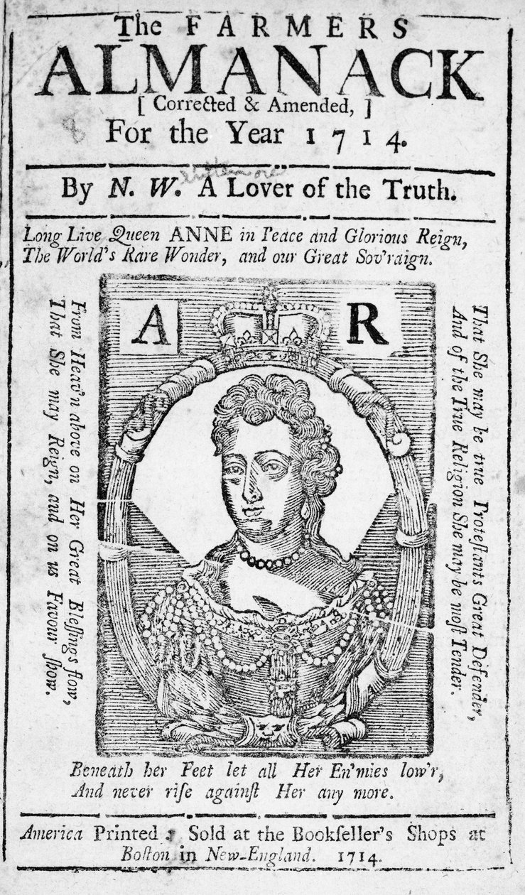 Strona tytułowa do The Farmers Almanack, 1714 (druk) autorstwa American School