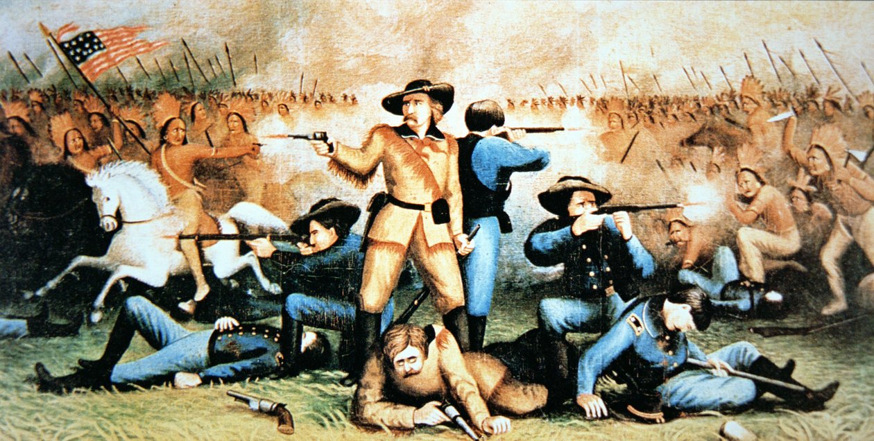 Ostatni bastion Custera w bitwie pod Little Bighorn, 25 czerwca autorstwa American School
