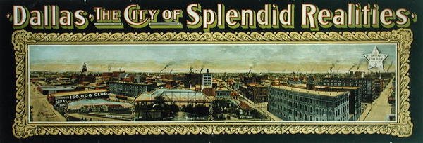 „Dallas: Miasto wspaniałych rzeczywistości”, billboard (kolor lito) autorstwa American School