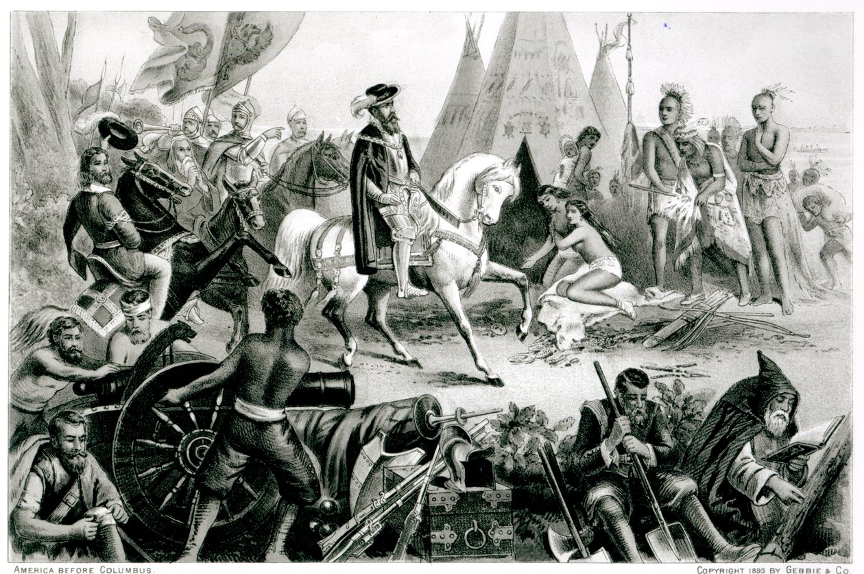 De Soto Odkrywanie Missisipi, 21 maja 1541, z „Kontynent amerykański i jego mieszkańcy przed odkryciem przez Kolumba”, Anne C. Cady, 1893 autorstwa American School