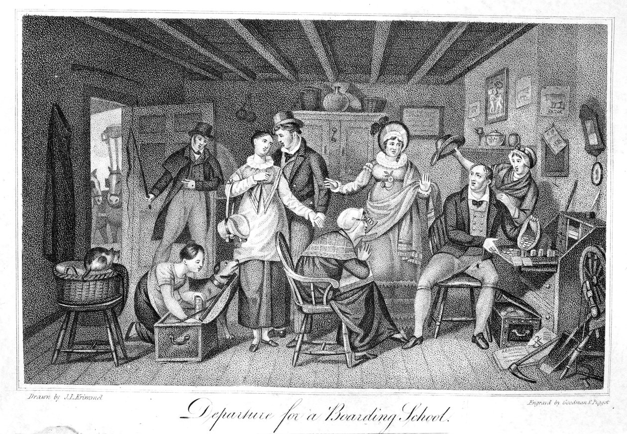 Wyjazd do szkoły z internatem, z Magazynu Analektycznego, t.2., 1820 autorstwa American School