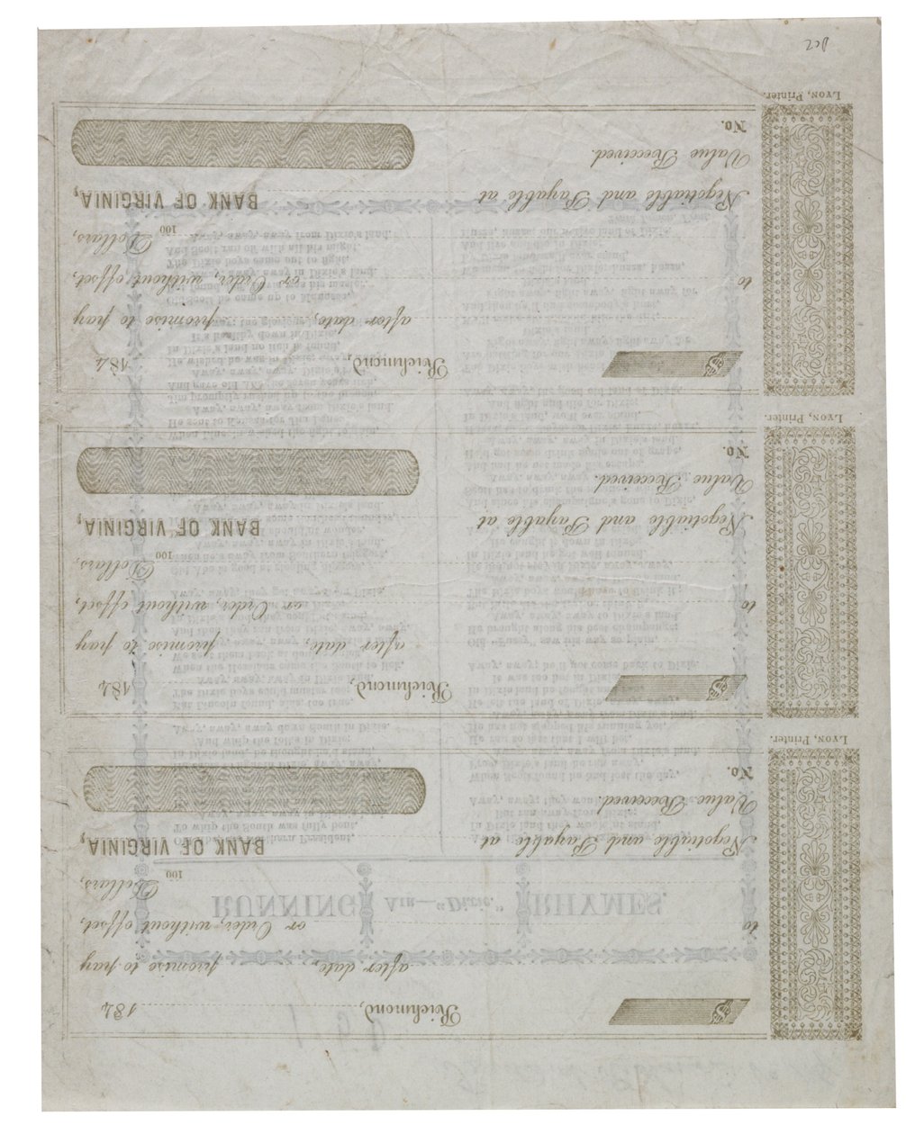Dixie wydrukowany na odwrocie czeków, 1861 autorstwa American School