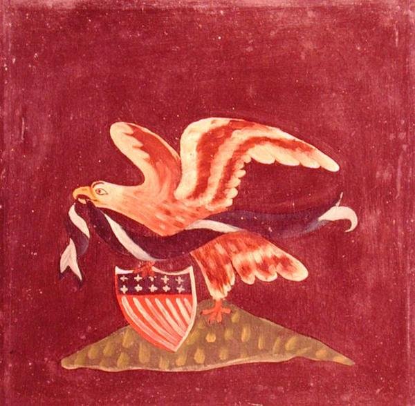 Orzeł z amerykańską tarczą, ok. 1800-99 (olej na płótnie) autorstwa American School