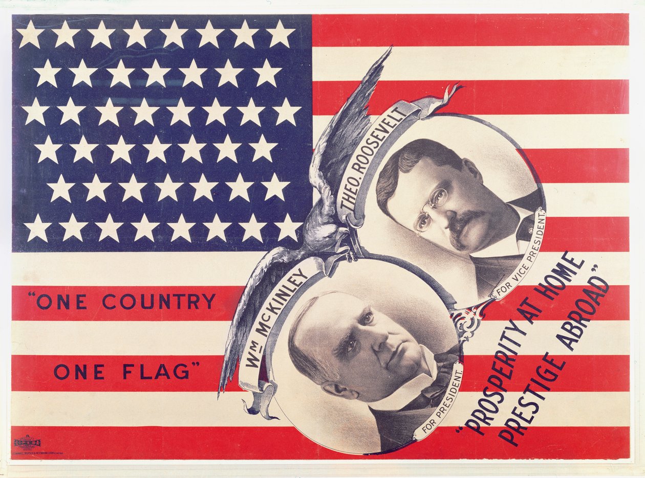 Plakat wyborczy do amerykańskich wyborów prezydenckich w 1900 r autorstwa American School