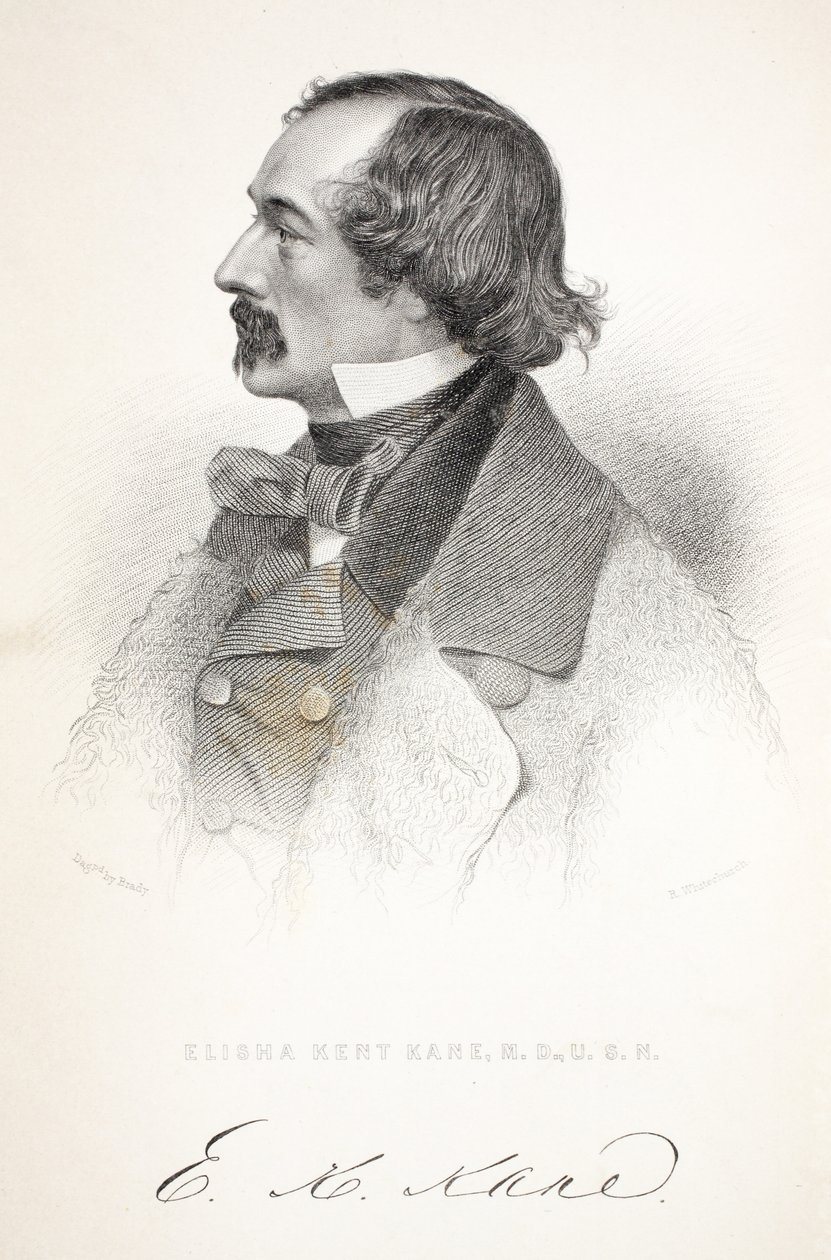 Elisha Kent Kane, ilustracja z Drugiej wyprawy Grinnell w poszukiwaniu Sir Johna Franklina..., 1856 autorstwa American School