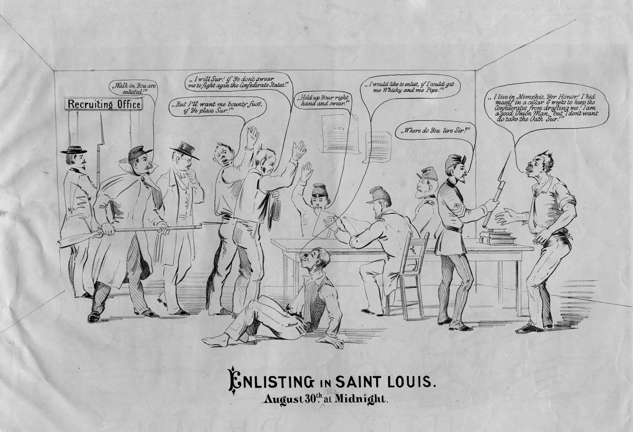 Zaciąganie się do Saint Louis: 30 sierpnia o północy, ok. 1862 r. autorstwa American School