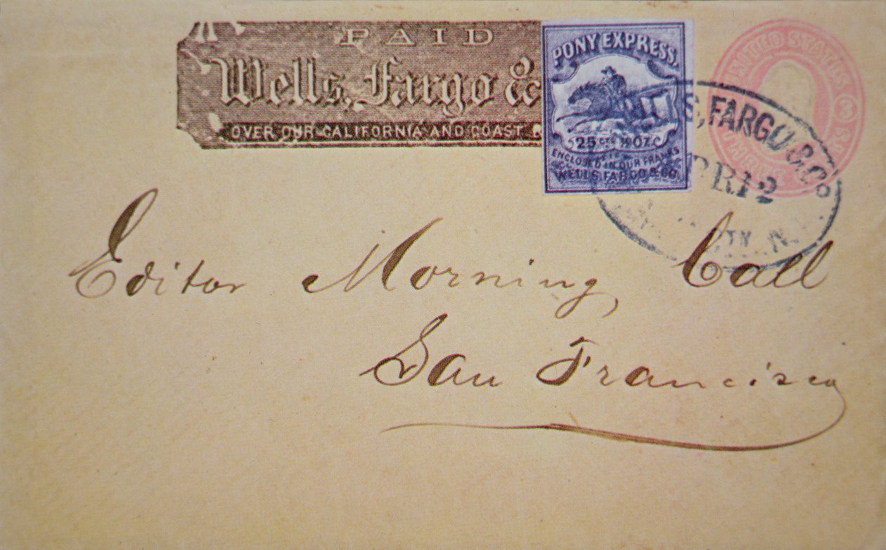 Koperta z dołączoną pieczątką Wells Fargo Pony Express (pióro i tusz na papierze) autorstwa American School