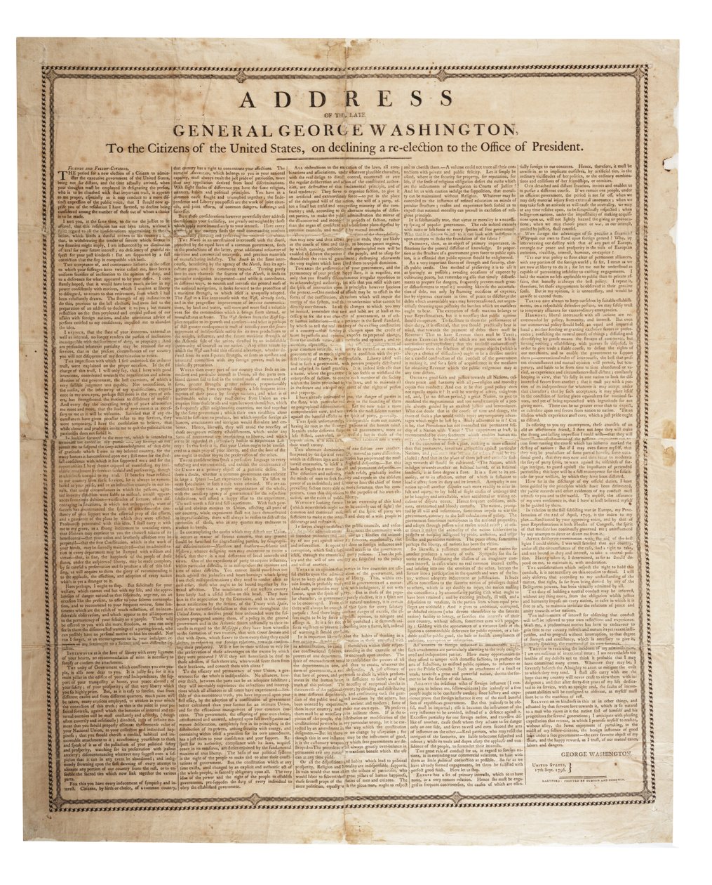 Orędzie pożegnalne śp. generała Jerzego Waszyngtona, 17 września 1796 r. autorstwa American School