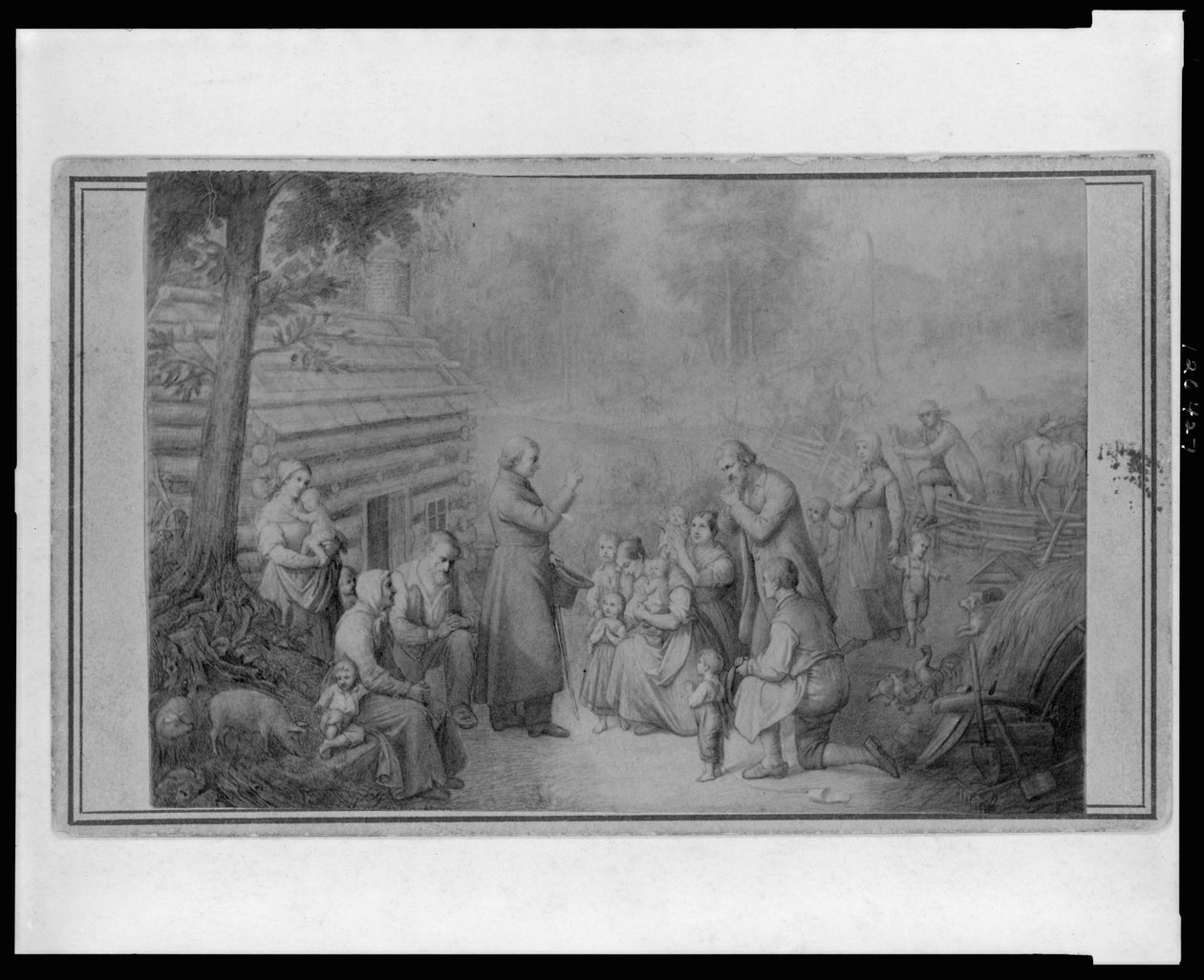 Odkrycie przez ojca Fenwicka pierwszych katolików w Ohio, ok. 1870 r. autorstwa American School
