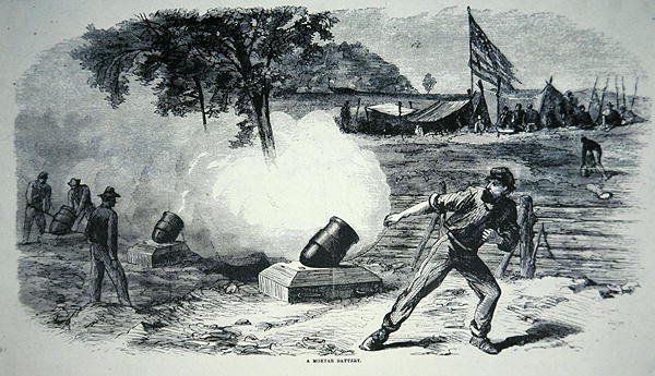 Federalna bateria zapraw podczas wojny secesyjnej (1861-65) (lito) autorstwa American School