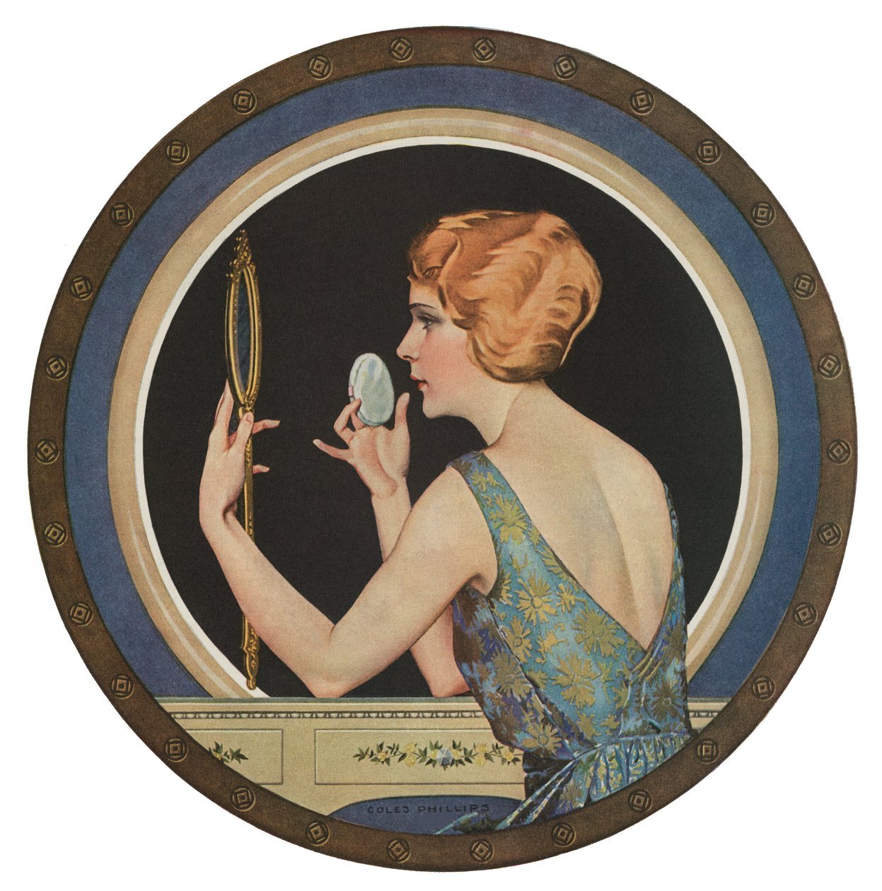 Flapper nakładający makijaż w lustrze autorstwa American School