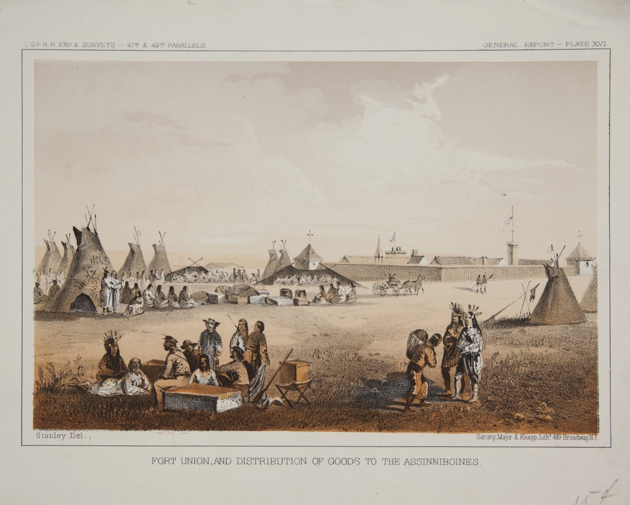 Fort Union i dystrybucja towarów do assiniboinów autorstwa American School