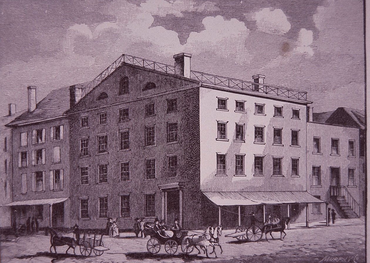 Fraunces Tavern, Nowy Jork (grawerowanie) autorstwa American School