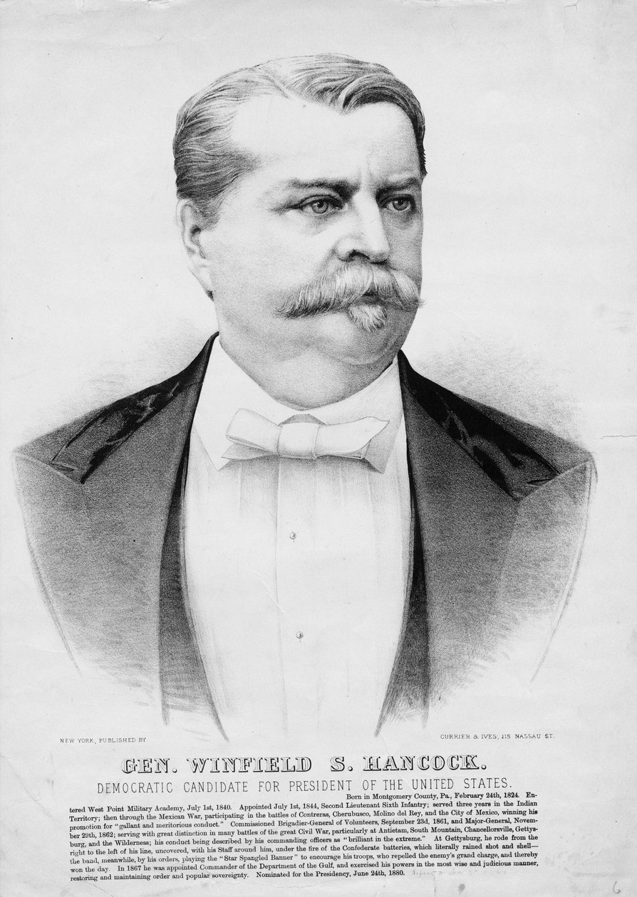 Gen. Winfield S. Hancock: Demokratyczny kandydat na prezydenta Stanów Zjednoczonych, wyd. przez Currier i Ives, c.1880 autorstwa American School