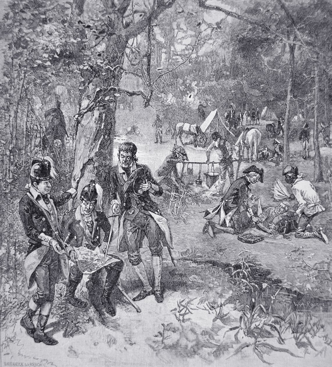 Generał Francis Marion w obozie (lito) autorstwa American School