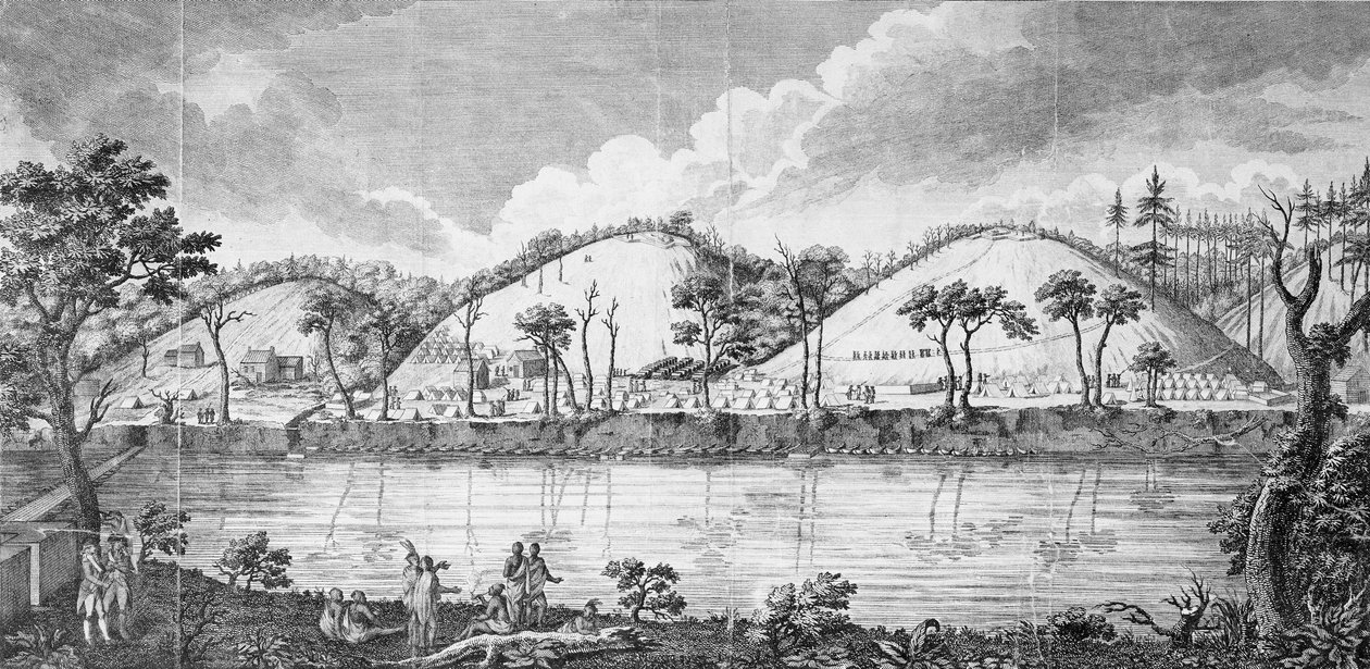 Generał John Burgoyne (1723-92) spotykający Indian autorstwa American School