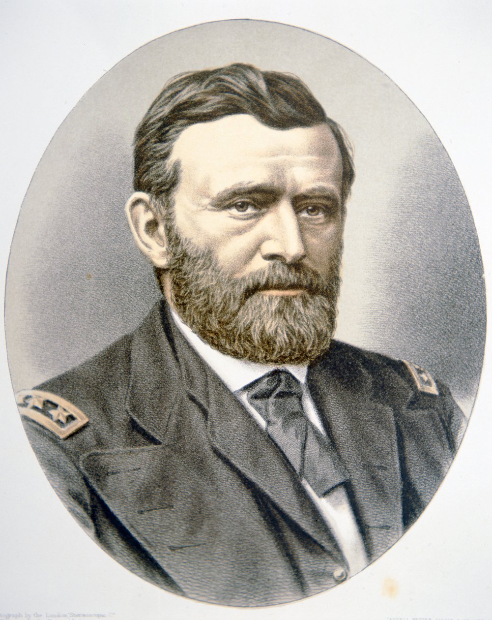 Generał Ulysses Simpson Grant (1822-85) (kolor lito) autorstwa American School