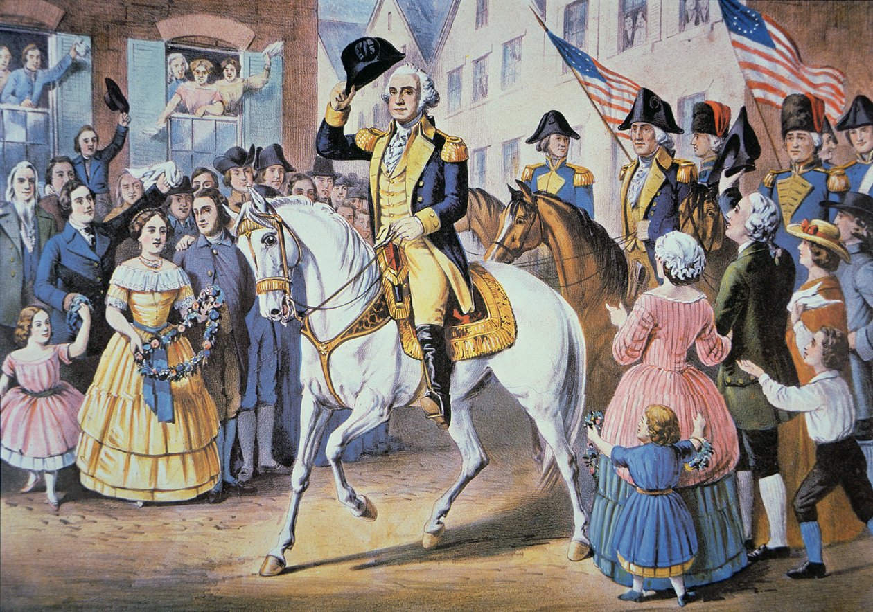 George Washington wkracza do Nowego Jorku 25 listopada autorstwa American School