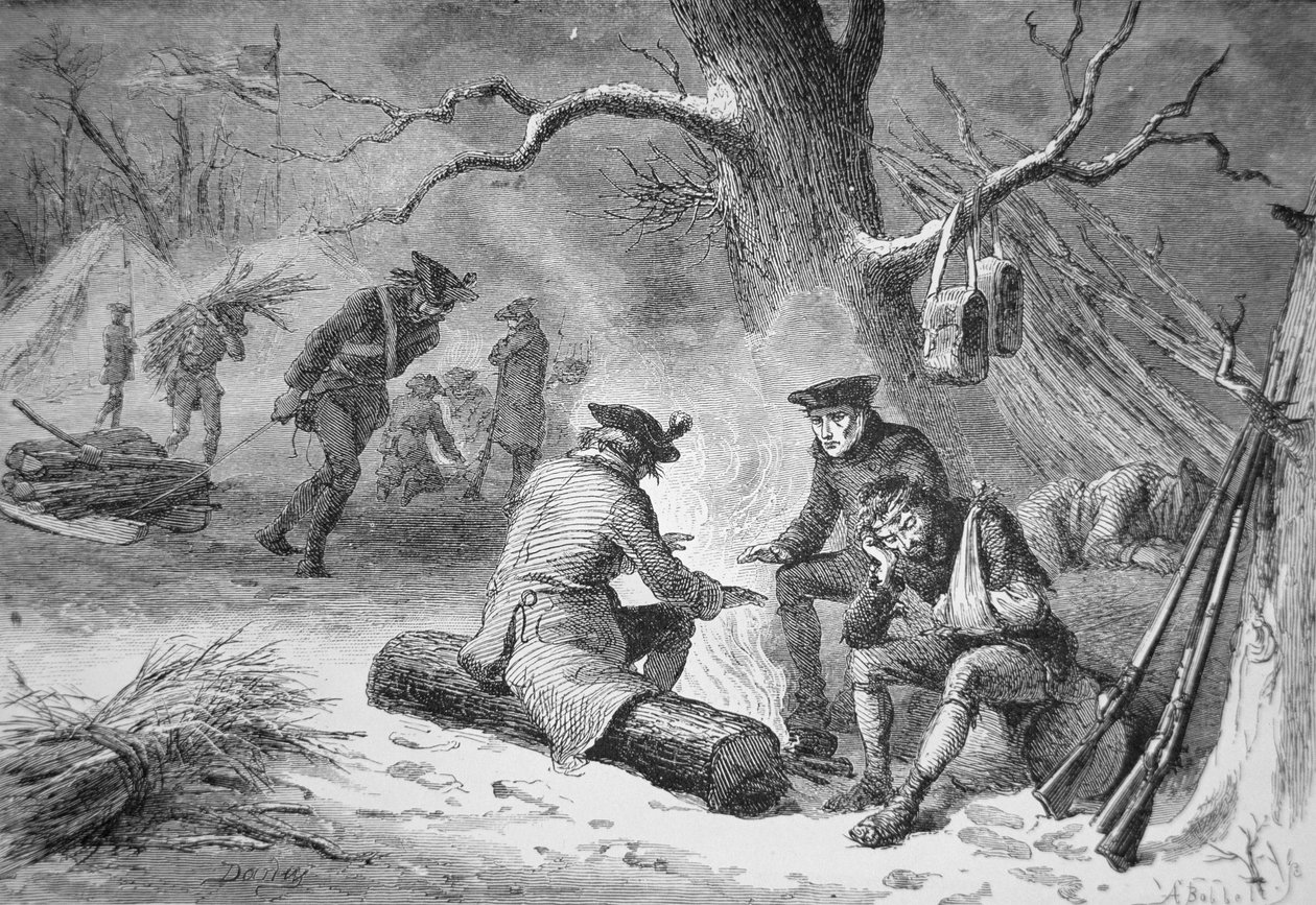 Żołnierze Jerzego Waszyngtona w Valley Forge, zima 1777-78 (lito) autorstwa American School