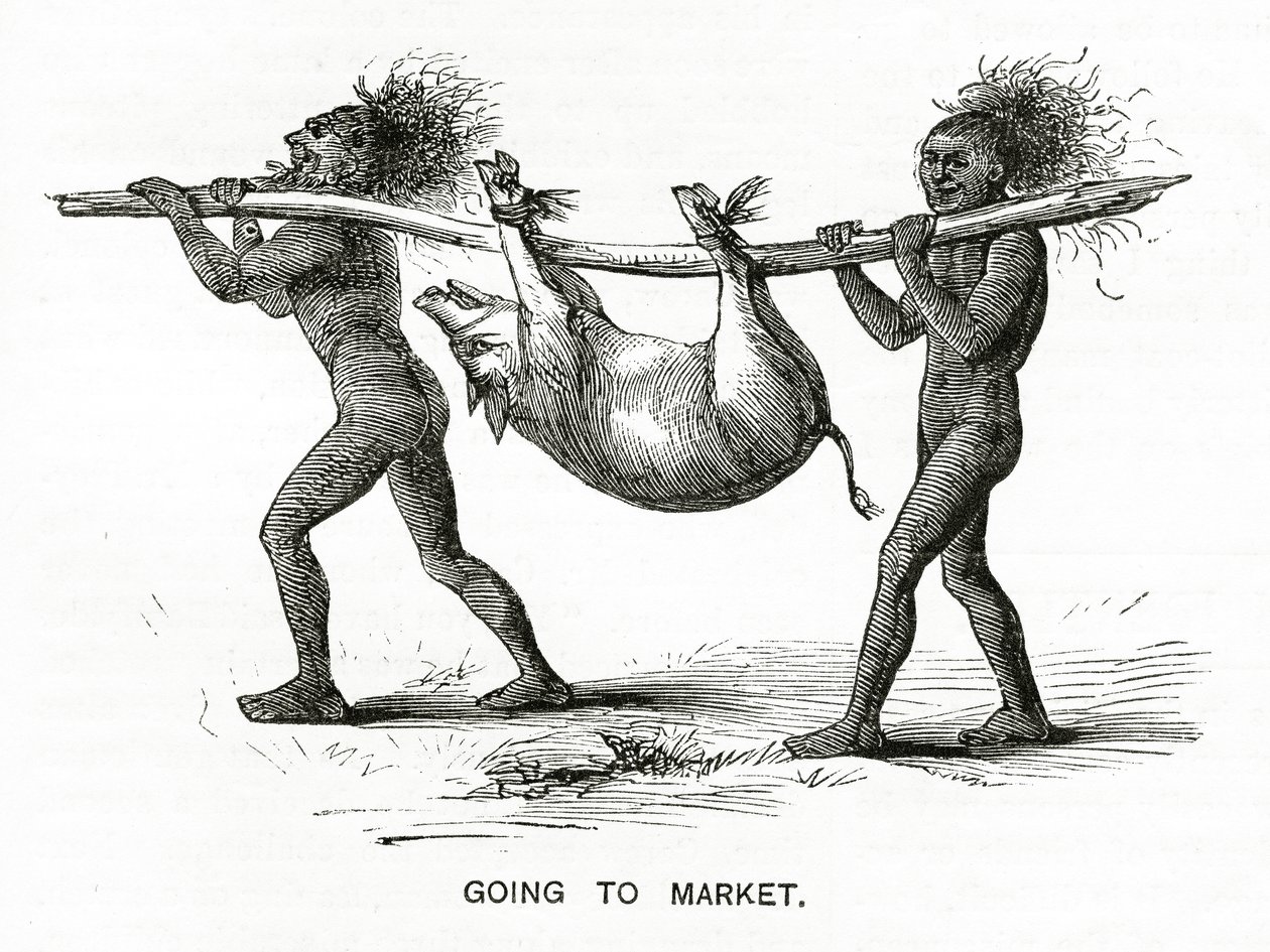 Idąc na targ, ilustracja z Appletons Journal, 4 maja 1872 r. autorstwa American School