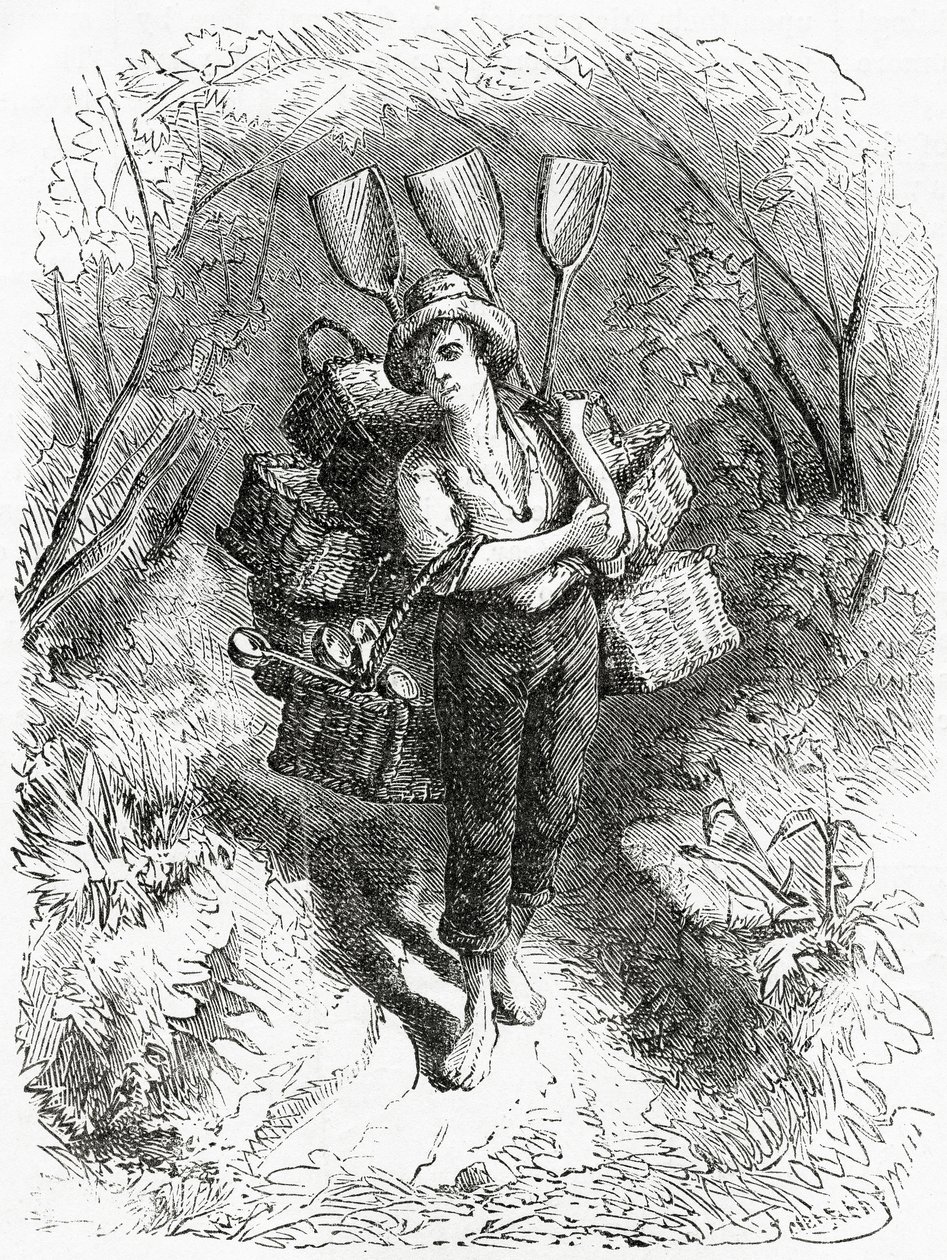 Idąc do sklepu, ilustracja do opowiadania fabularnego, A Community of Outcasts, z Appletons Journal, 23 marca 1872 autorstwa American School