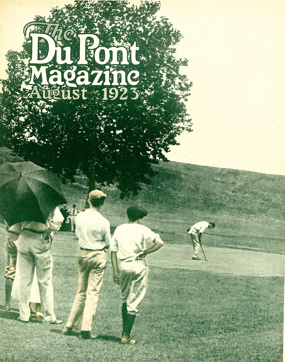 Gra w golfa, przednia okładka magazynu DuPont, sierpień 1923 autorstwa American School