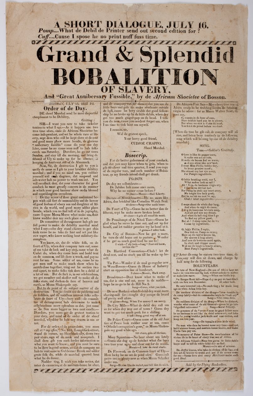 Wielki i Wspaniały Bobalition Niewolnictwa, 1822 autorstwa American School