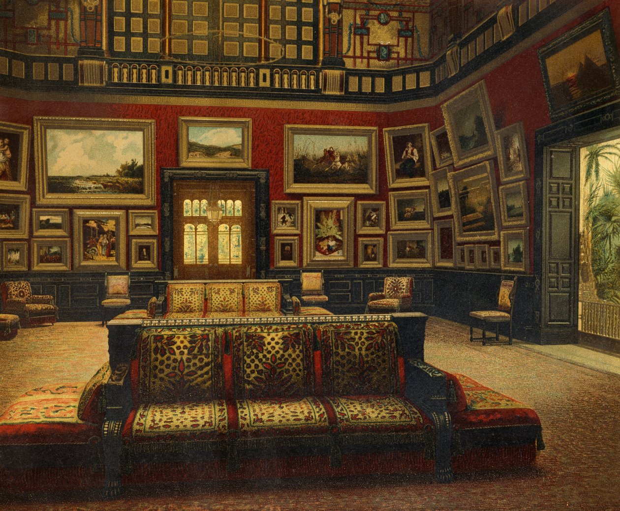 Great Hall, Van der Bilt Hotel w Nowym Jorku, Ca 1840, Grawerowanie w kolorze autorstwa American School