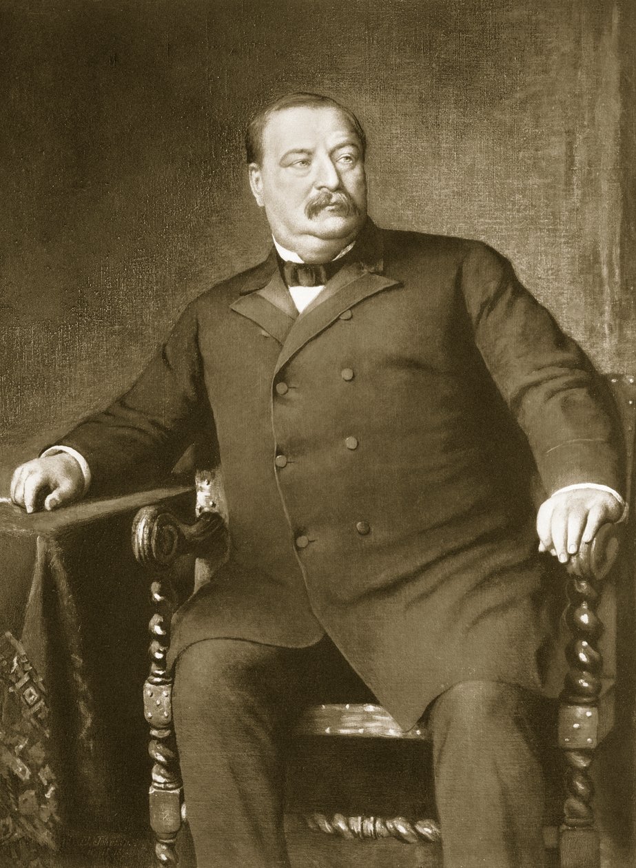Grover Cleveland, 22. i 24. Prezydent Stanów Zjednoczonych Ameryki, wyd. 1901 (fotograwiura) autorstwa American School