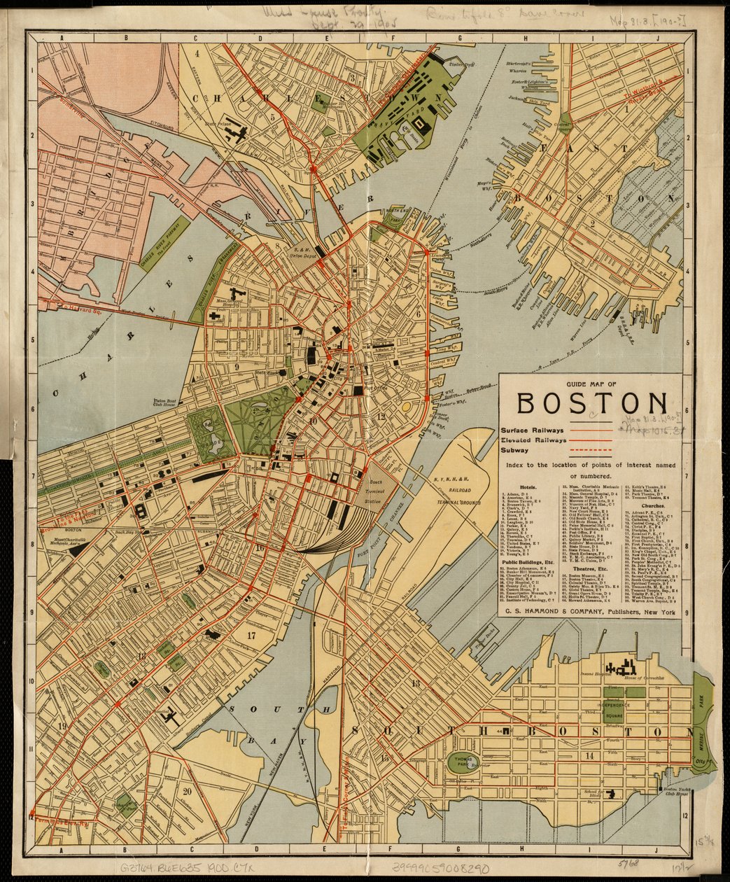 Mapa przewodnika Bostonu autorstwa American School