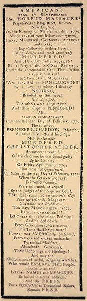 Folheto comentando a absolvição do capitão Preston e seis soldados após seu julgamento em outubro de 1771 (litho)polys autorstwa American School
