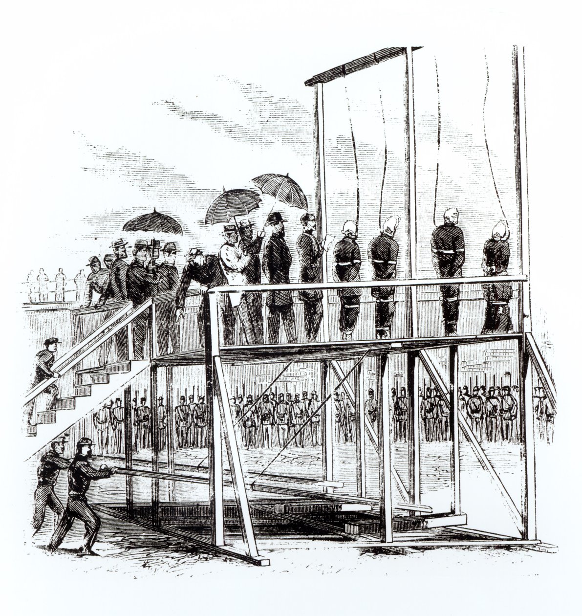 Powieszenie spiskowców zamachu na Lincolna, 7 lipca 1865 r autorstwa American School
