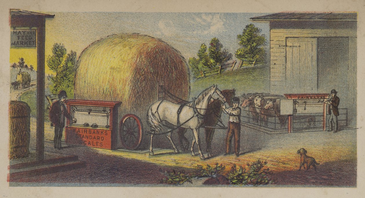 Siano ważone na standardowej wadze Fairbanks (chromolit) autorstwa American School