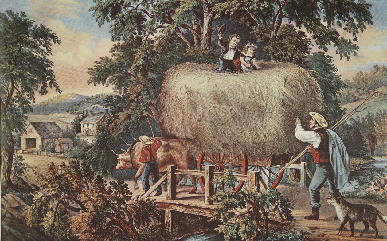 Czas siana - Ostatni ładunek, wyd. 1868, Currier i Ives autorstwa American School