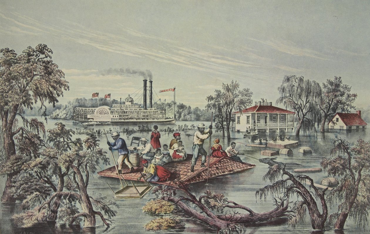 Wysoka woda w Missisipi, wyd. 1868, Currier i Ives autorstwa American School