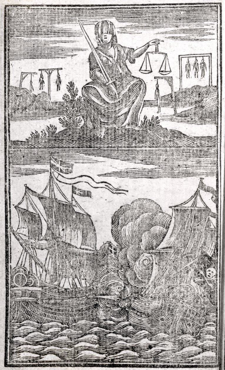 Historia i życie wszystkich najbardziej znanych piratów i ich załóg, strona frontowa, Londyn, 1725 autorstwa American School