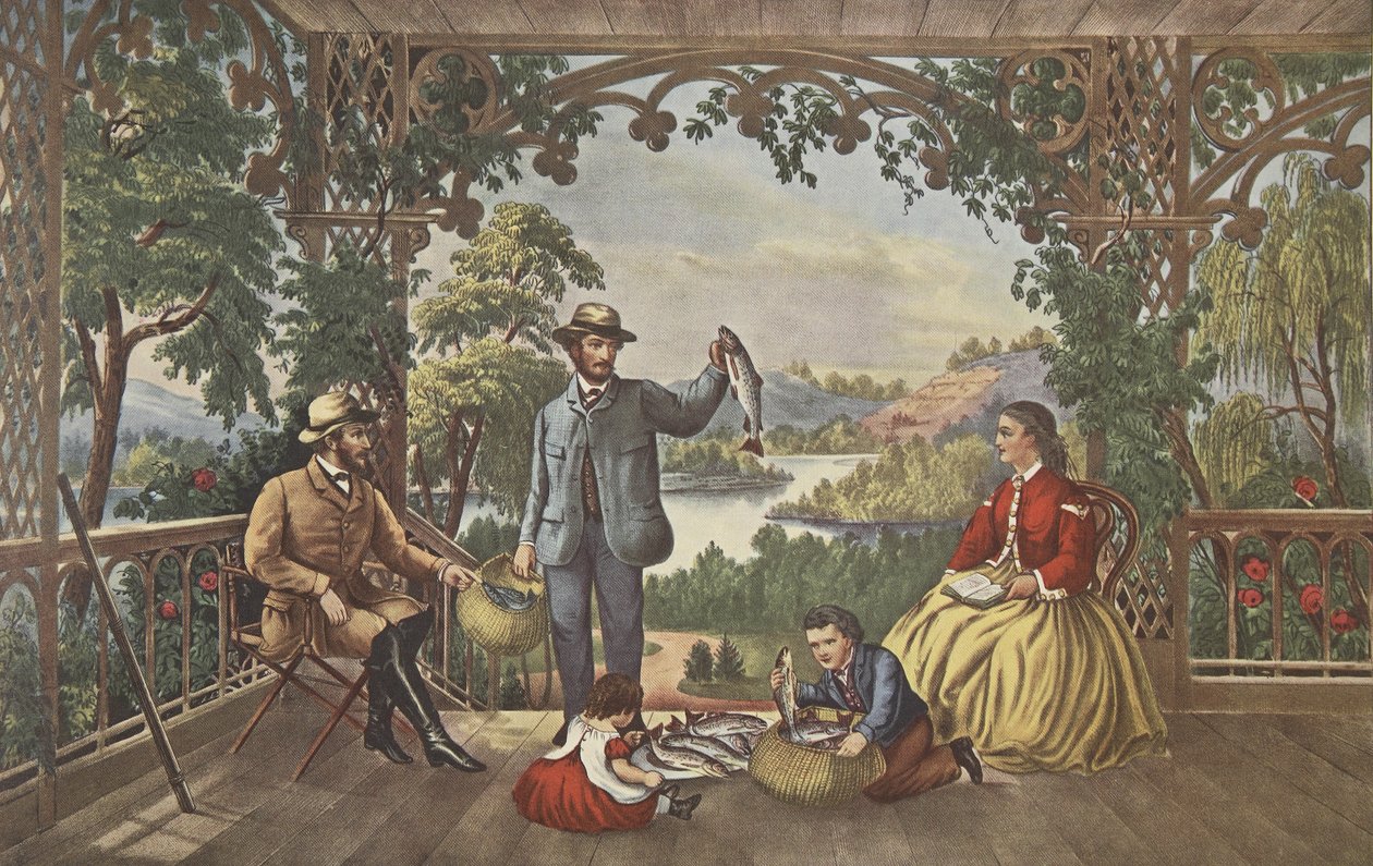 Dom z potoku, Szczęśliwy rybak, wyd. 1867, Kurier i Ives autorstwa American School