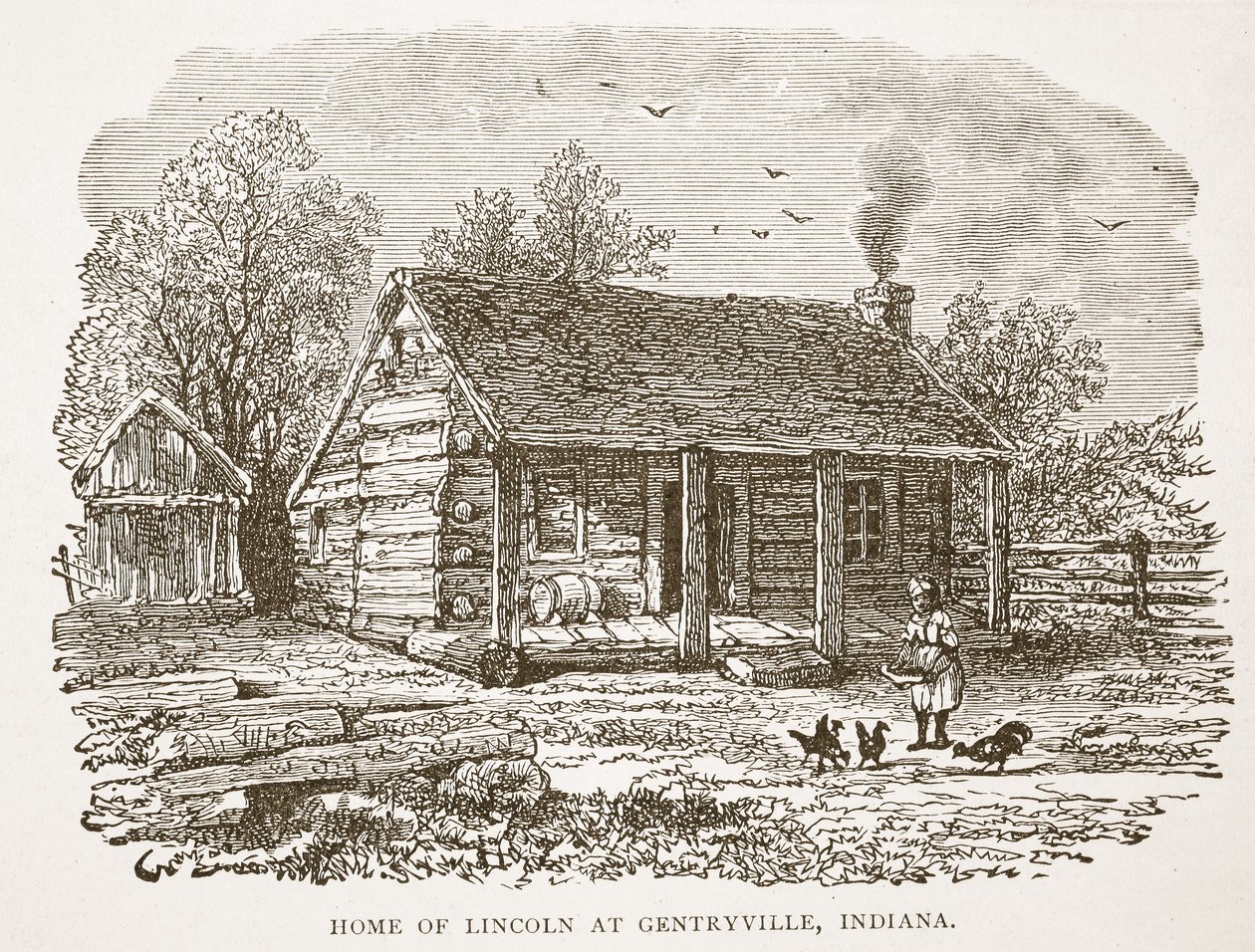 Dom Lincolna w Gentryville w stanie Indiana, z pubu z książkami. 1896 autorstwa American School