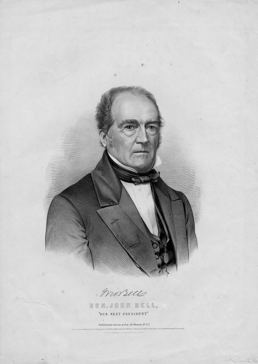 Kochanie. John Bell, nasz następny prezes, wyd. autorstwa Currier & Ives na podstawie fotografii Jamesa E. McCleesa, Phila., 1860 autorstwa American School
