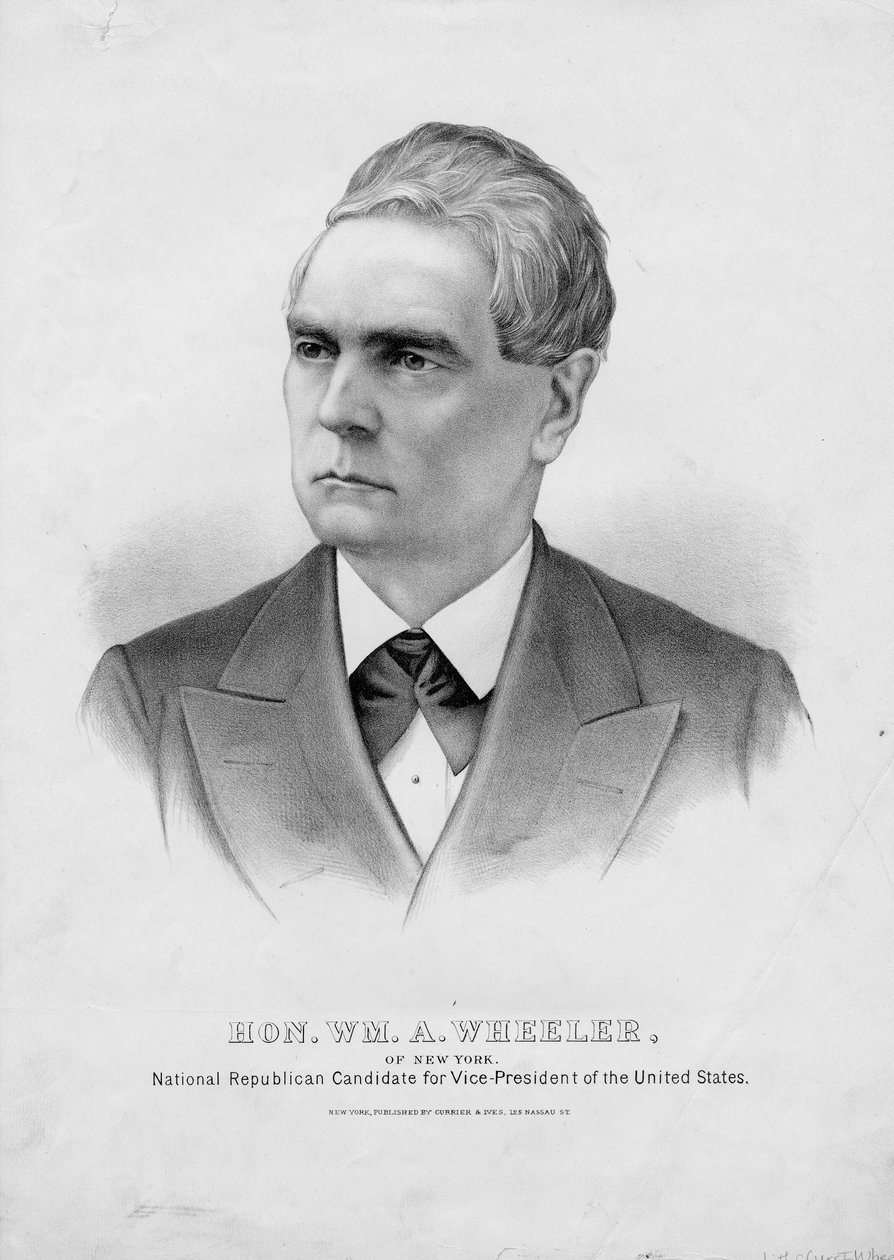 Kochanie. Wm. A. Wheeler, Nowy Jork: Narodowy kandydat Republikanów na Wiceprezydenta Stanów Zjednoczonych, wyd. przez Currier i Ives, c.1876 autorstwa American School
