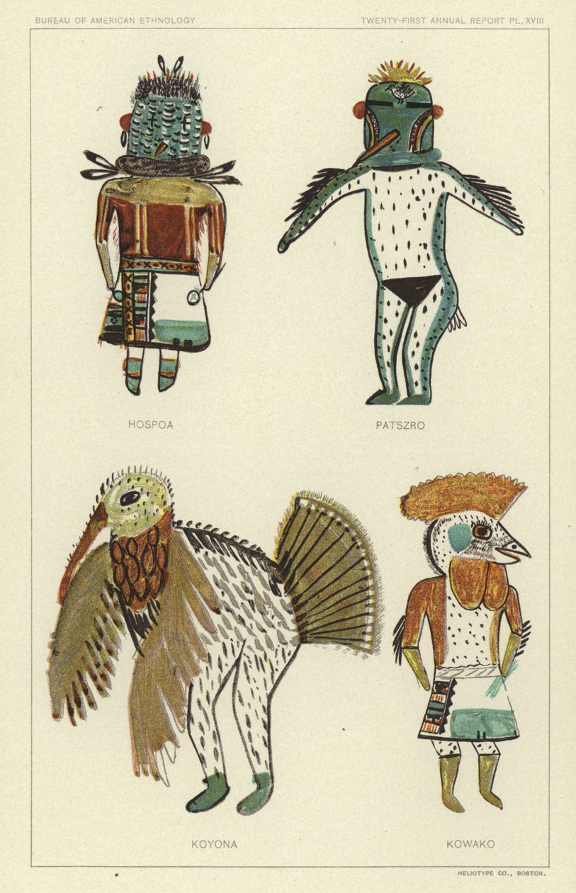 Hospoa, Paszro, Koyona, Kowako (colour litho) autorstwa American School