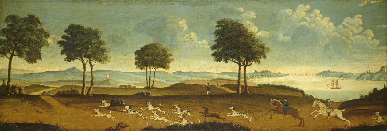 Scena myśliwska z portem, XVIII w. autorstwa American School