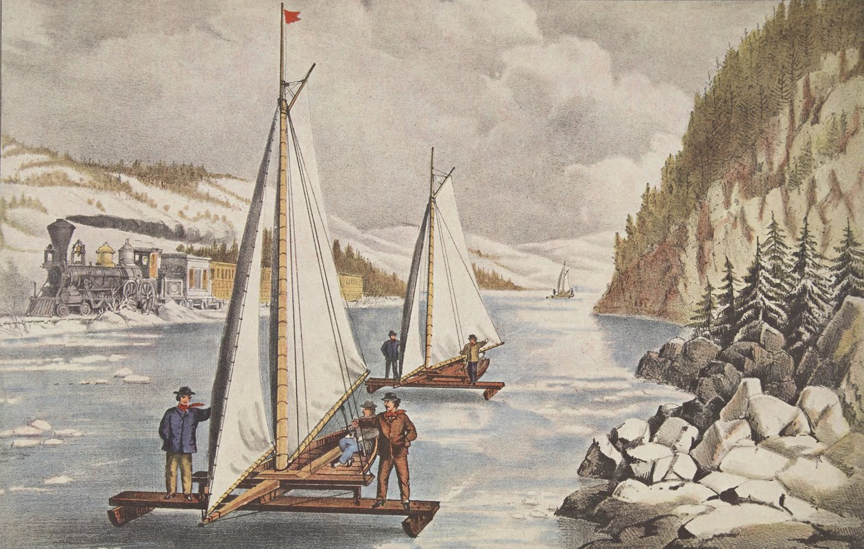 Ice-Boat Race on the Hudson, pub. C. 1855, Currier & Ives autorstwa American School