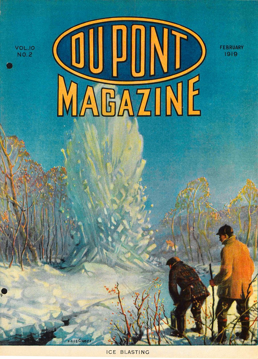 Wydmuchiwanie lodu, przednia okładka magazynu DuPont, luty 1919 autorstwa American School