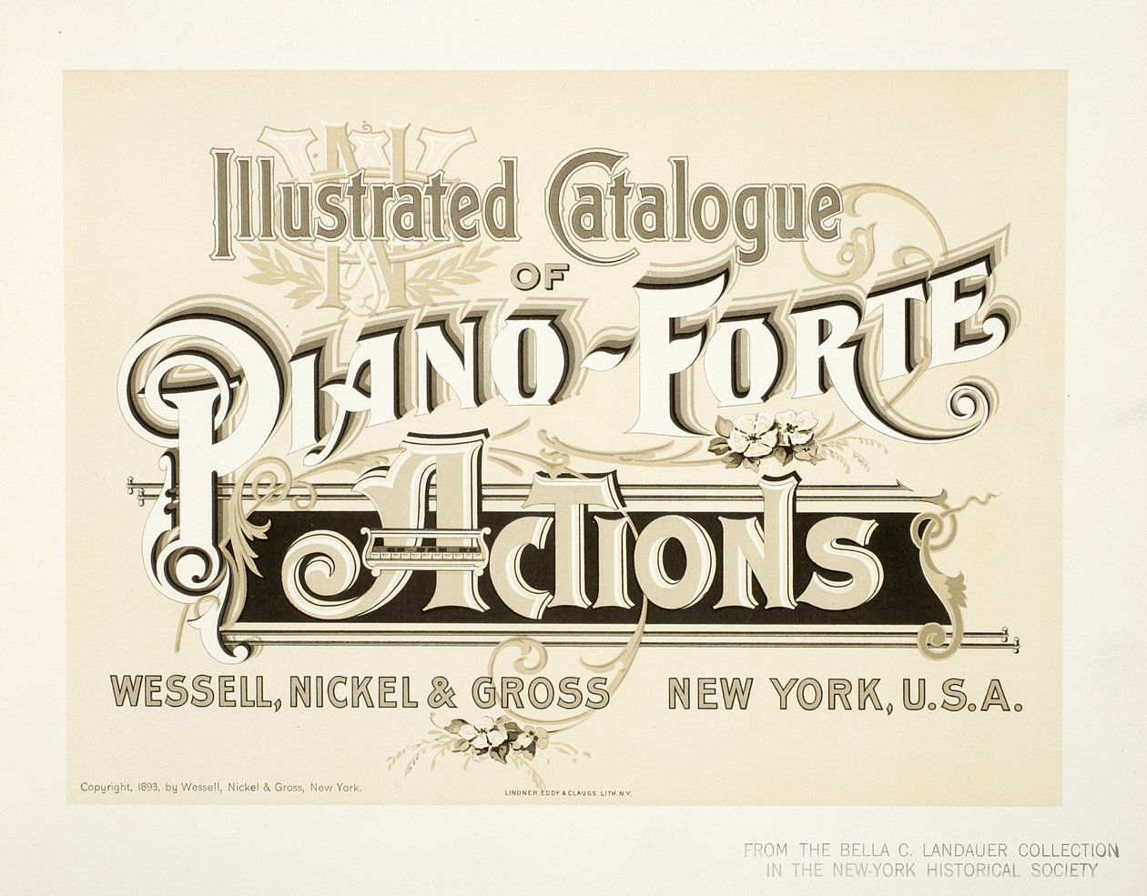Ilustrowany katalog działań Piano-Forte, Wessell, Nickel & Gross Co. - okładka, 1893 autorstwa American School